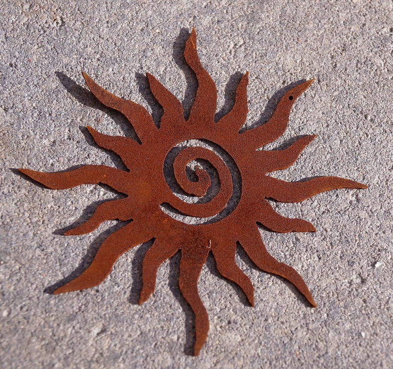 Gartenstecker 'Sonne' aus Metall mit Rostfinish 60 cm 