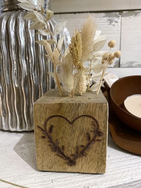 Holz Würfel Flowerbar mit Herz