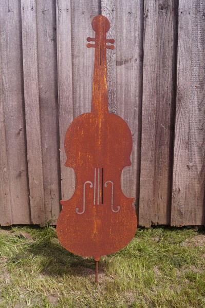 Edelrost Cello auf Stab - Höhe 80 cm + Stab
