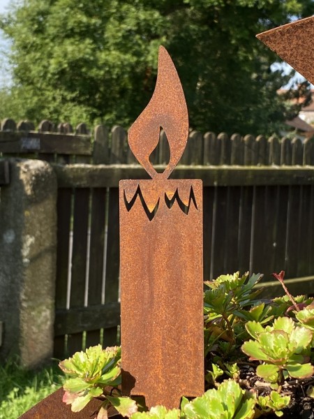 Edelrost Kerze mit Dornspitze groß - Höhe 20 cm