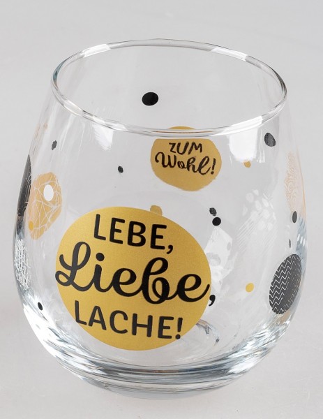 Wein/Wasserglas mit Spruch - Lebe, Liebe, Lache