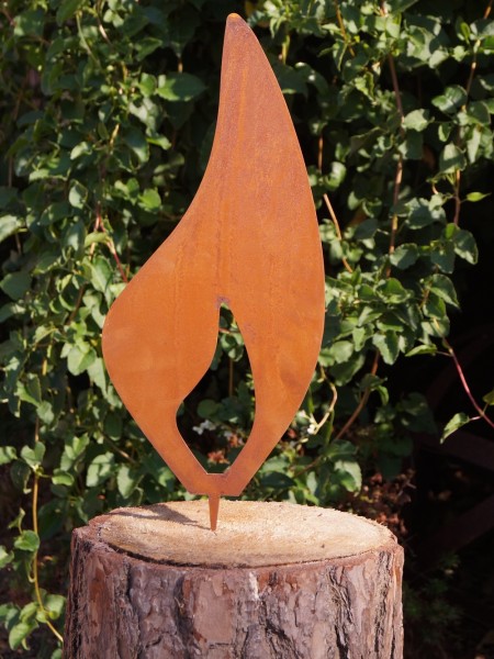 Edelrost Flamme mit Dornspitze - Höhe 30 cm