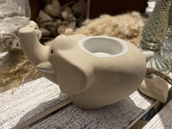 Keramik Teelichthalter Elefant Egon - Höhe 8,5 cm